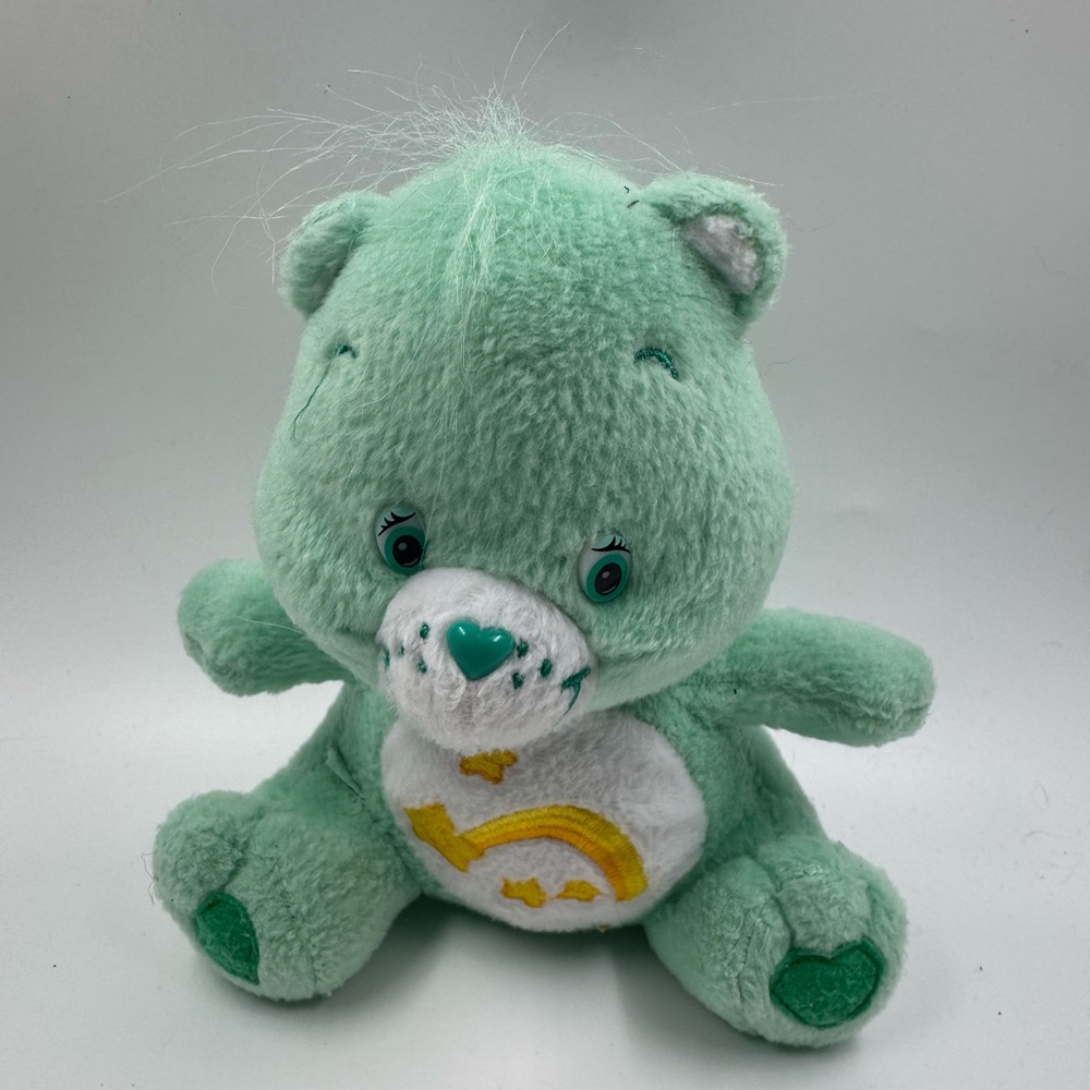 Nanco Care Bears Play Alone Plush WISH BEAR Mint Green Shooting Star Toy 2003 7”